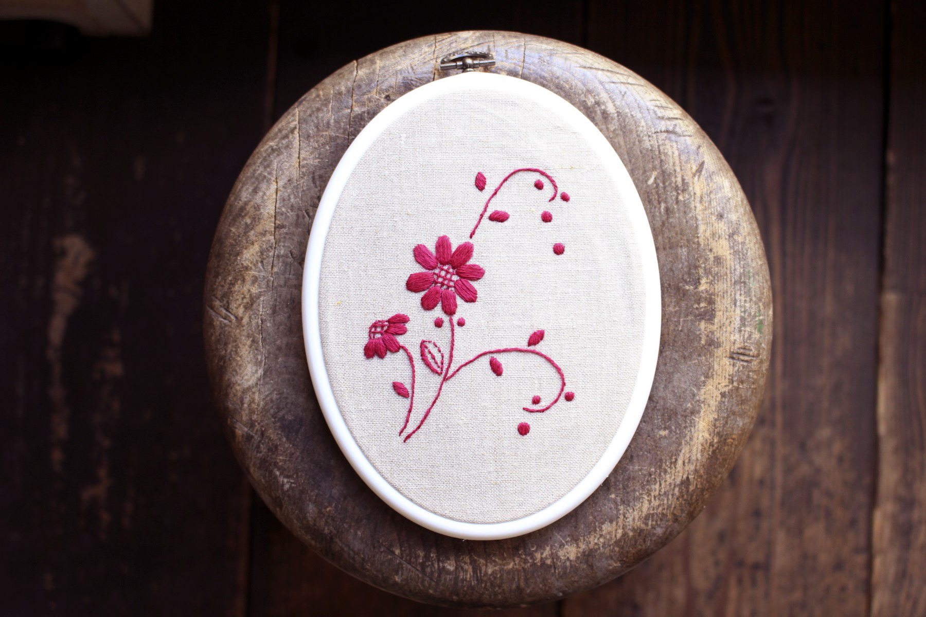 リネン刺繍糸生地セット 赤